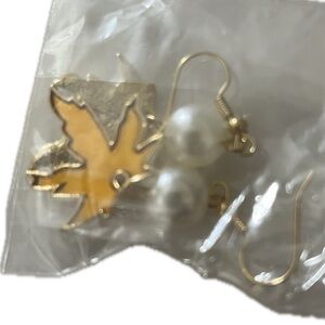 Leaf and Pearl Earrings - NWOT